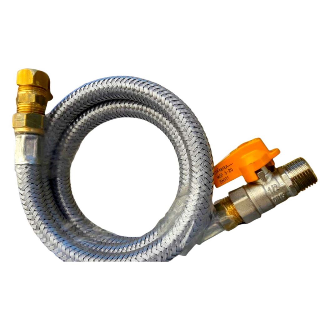 Kit Instalação Gás Encanado Registro válvula reta e Adaptador Mangueira engate rápido