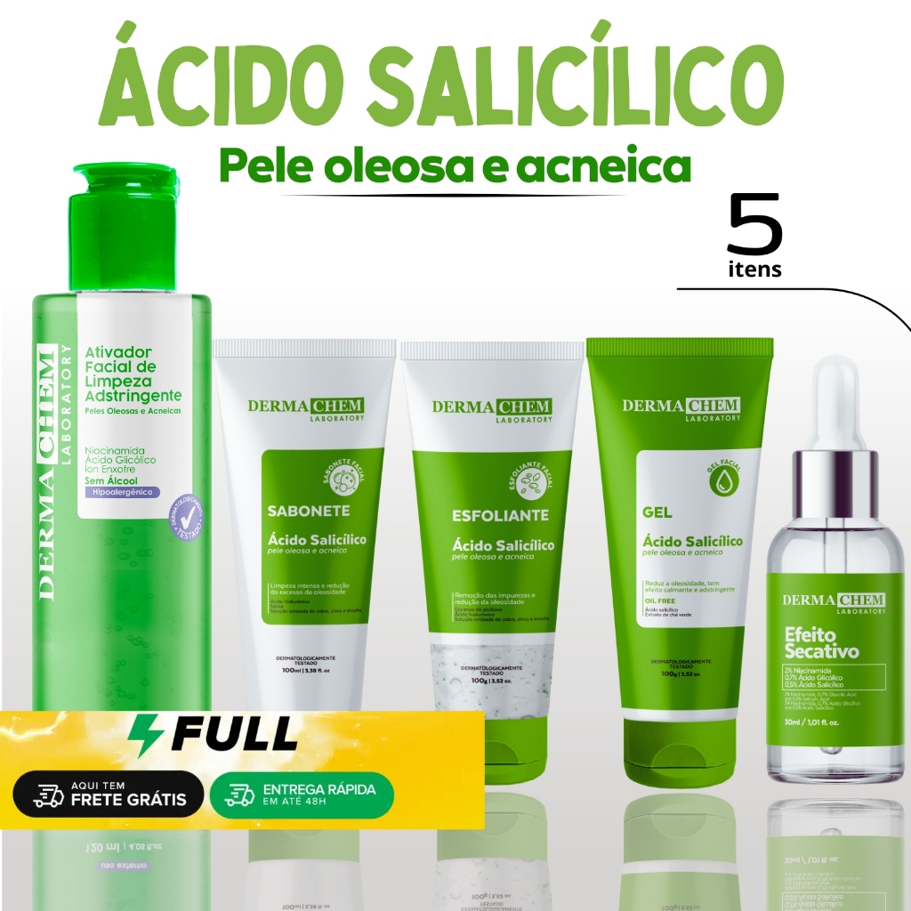 Kit Limpeza Facial Skin Care Autocuidado Antioleosidade Antiacne Cuidados com a Pele Dermachem