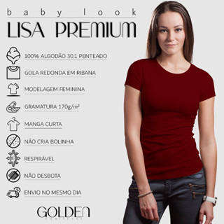 T-Shirt Baby Look Feminina Vinho Bordô Lisa Básica Premium 100% Algodão 30.1 Penteado em Oferta na Shopee