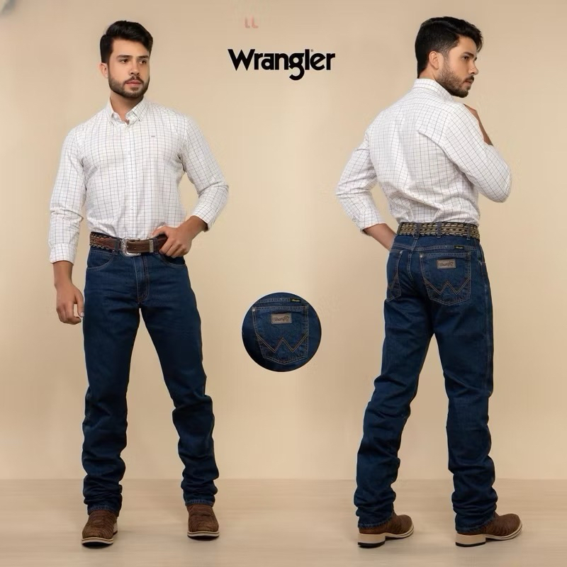 Calça country masculina para montaria wangler 100% algodao peão
