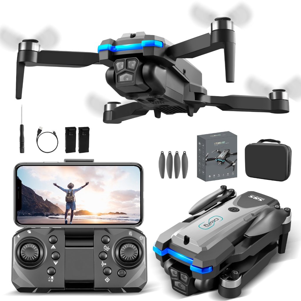 Drone S8s Pro motor brushless câmera 4k HD com 2 baterias para aventuras de acampamento ao ar livre