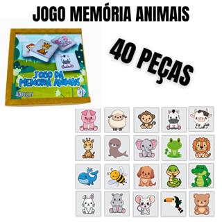 Jogo da Memória Animais Brinquedo Educativo Infantil Pedagógico Alfabetização Madeira Menina Menino em Oferta na Shopee