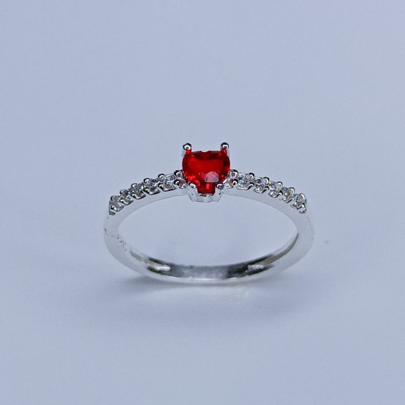 Anel Feminino Prata Legítima / Anel Pedra Vermelha - Anel De Prata 925 em Oferta na Shopee