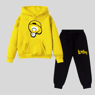 Conjunto Moletom Infantil Leozinho Lampada Amarela YouTuber Os Rosas Emilly Vick