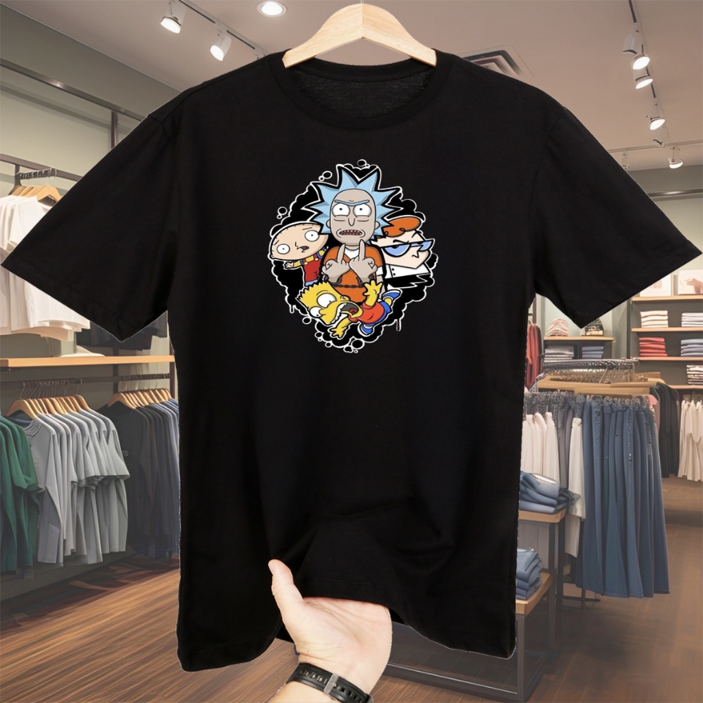 Camisa basica Rick camisa oversized camiseta Masculina streetwear algodão Blusa de algodao