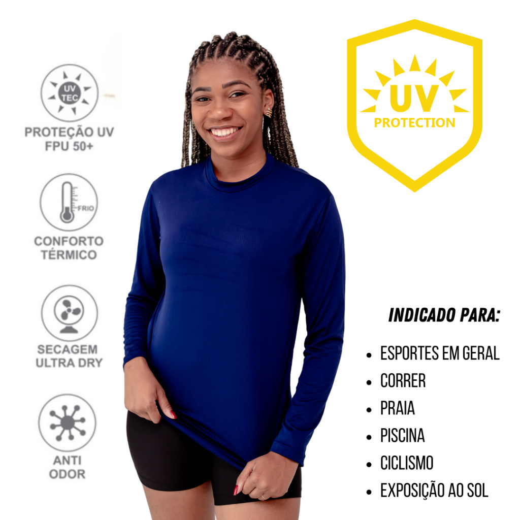 Camisa Termica Feminina  Proteção Solar uv Blusa Térmica uv50+