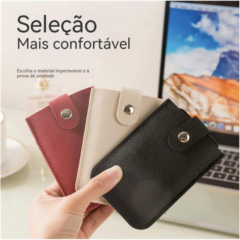 Empilhado escondido saco de extração de cartão multi-slot pu correia de couro Porta-cartões de cartão de acesso KB01