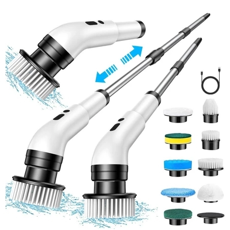 Escova Elétrica Recarregável 9 em 1 Giratória | Multiuso 3000mAh Limpeza Banheiro e Cozinha D10 em Oferta na Shopee