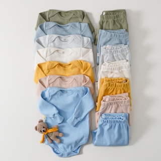 Kit Roupa De Bebe 4 Peças Canelado 2 Conjuntos Body Manga longa E Mijão Barato Enxoval em Oferta na Shopee