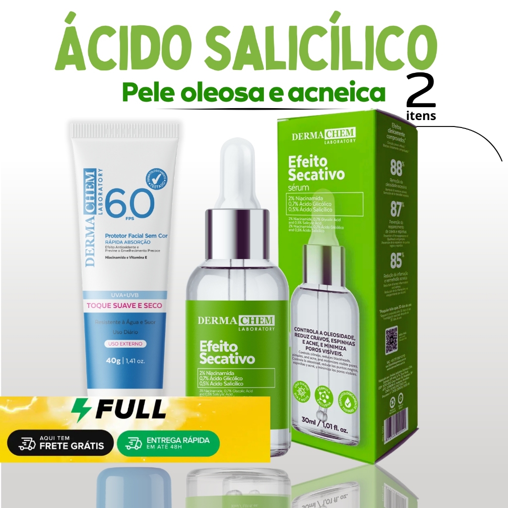 Protetor Solar Facial FPS 60 e Sérum Anti-Oleosidade