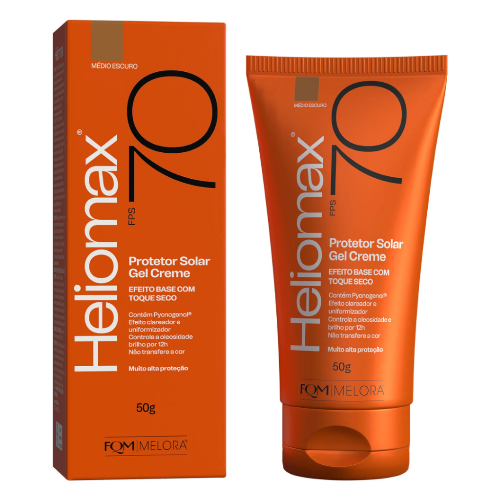 Heliomax protetor solar gel creme toque seco FPS70 Cor Escuro
