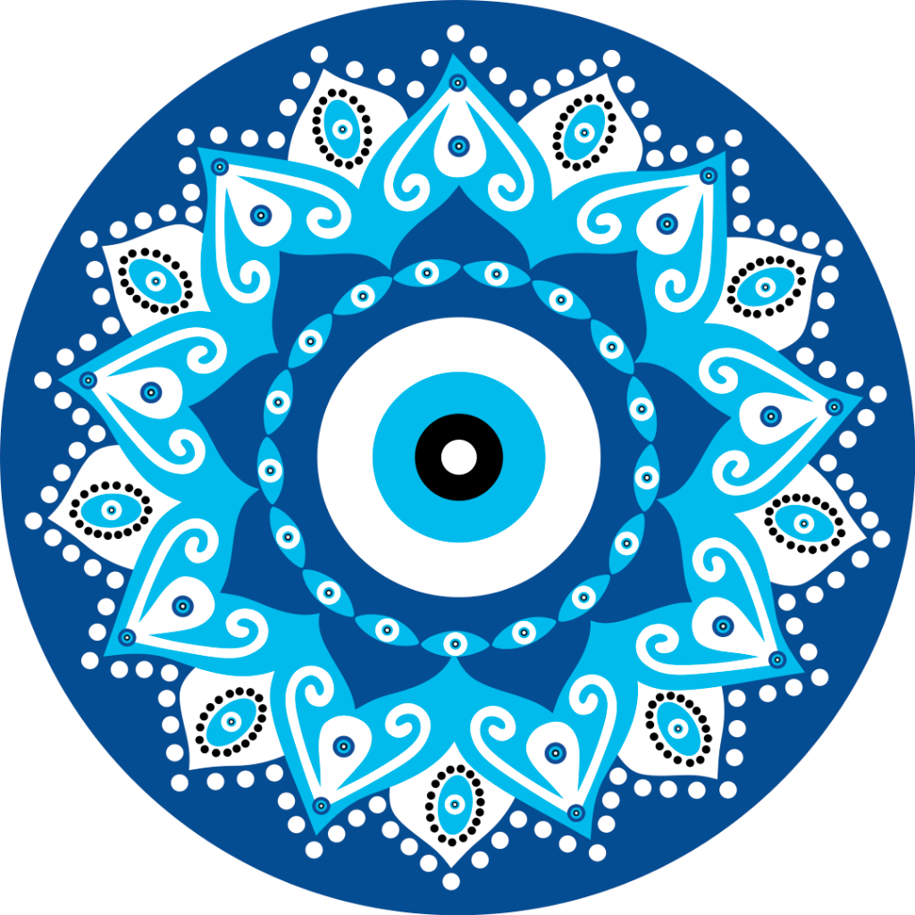 Olho Grego Mandala + Capa Painel de festa redondo 1.5m de diâmetro + Tecido Sublimado