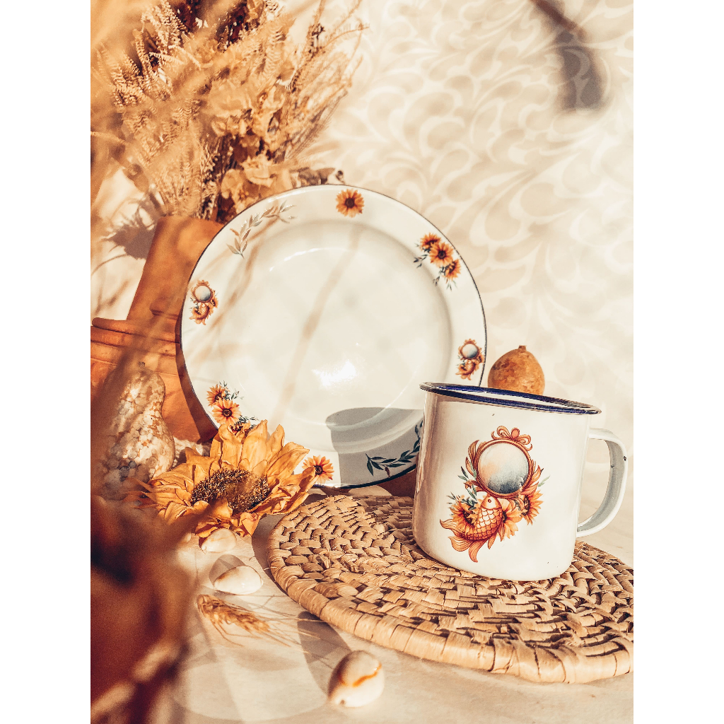 Conjunto Caneca e Prato Ágata Girassóis de Oxum