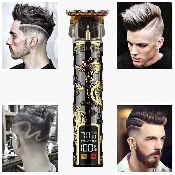 Maquina De Barbear Visor LCD Led Dragão Buda Homem Caveira Metal Vintage Acabamento Cabelo Barba Aparador - K4/K5