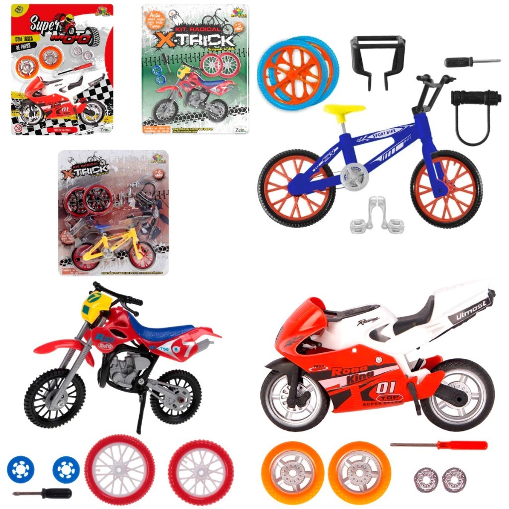 Kit 3 Brinquedos - Moto Cross + Super Moto + Bike Xtrick - Presente Radical Brinquedo Crianças