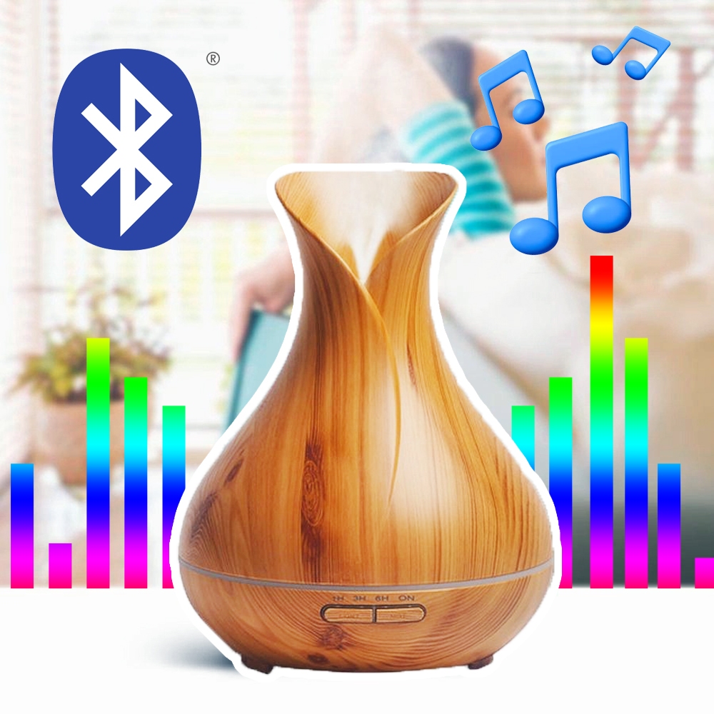 Umidificador Com Som Música Bluetooth 550ML Difusor de Aromas Ultrassônico Led Colorido