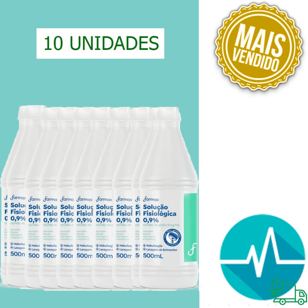 Soro Fisiológico Farmax 0,9% 500ml 10 Unidades em Oferta na Shopee