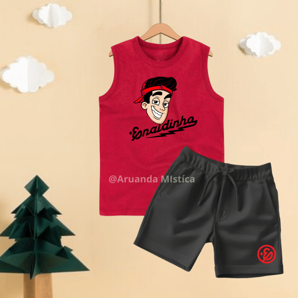 Conjunto Infantil Camiseta regata e Bermuda Enaldinho Youtuber Gamer em Oferta na Shopee