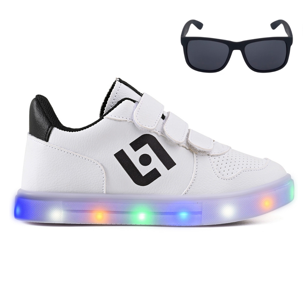 Tenis Infantil De Led Casual Escolar Sapatenis Meninos Street Calce Facil + Oculos em Oferta na Shopee