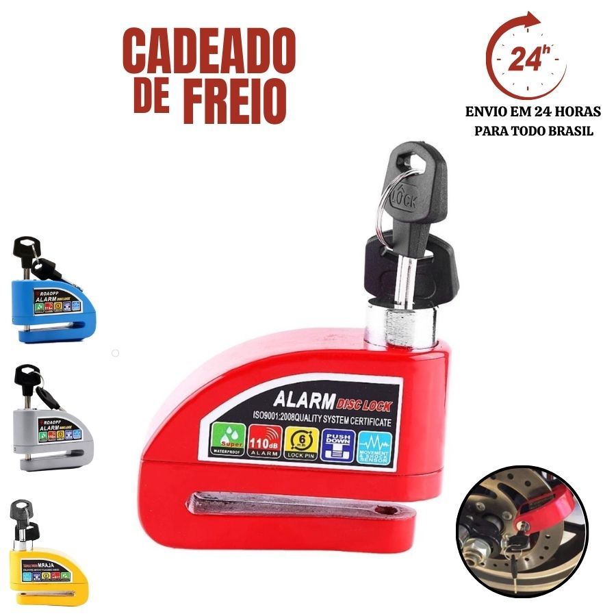 Trava Cadeado De Freio Disco Com Alarme Sonoro Para Moto Sensor Antifurto