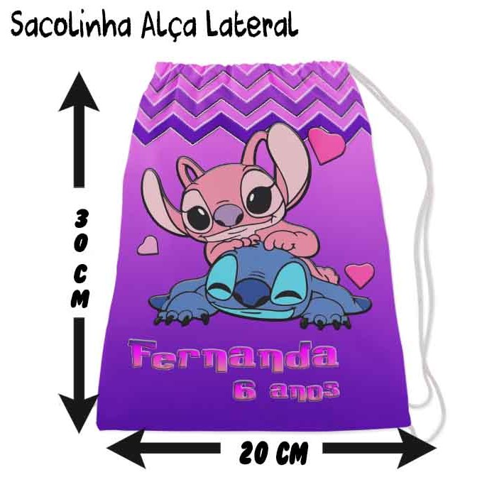 Kit Mochilinha Sacolinha Mochila Saco Sacochila Saquinho Lembrancinha Brinde Aniversario Personalizadas LiLo Stich