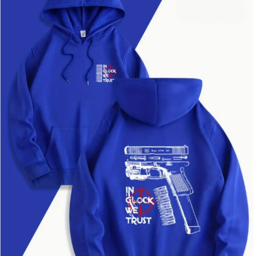 Moletom Masculino Canguru Bolsos Flanelado Estampa Glock Trust Moda Tendencia Softweare