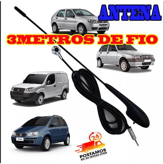 Antena Teto Completa Dianteira PALIO/STRADA/SIENA/UNO/IDEIA/PUNTO/BRAVO/FIORINO/PUNTO 3M DE FIO