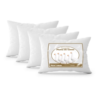 Kit 4 Travesseiros 100% Pluma De Ganso 50x70 cm Padrão 400 Fios Macio Antialérgico Confortável Luxo em Oferta na Shopee