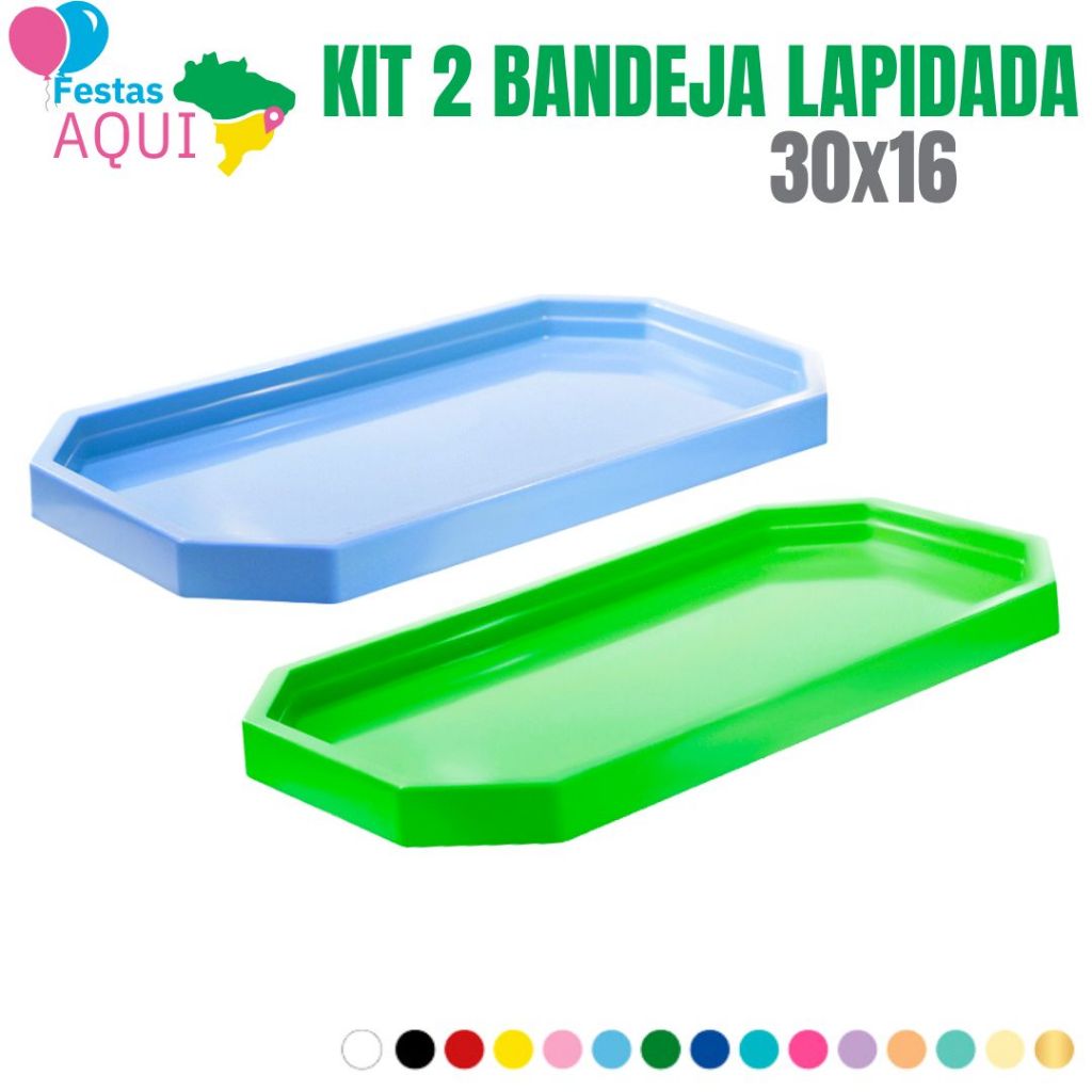 Kit 2 Bandeja Lapidada 30x16 Cm - Decoração pra festa- Festa de aniversário- Artigos de festa