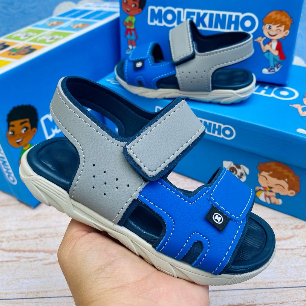 Sandália Papete Molekinho Menino Infantil Lançamento Conforto Escola