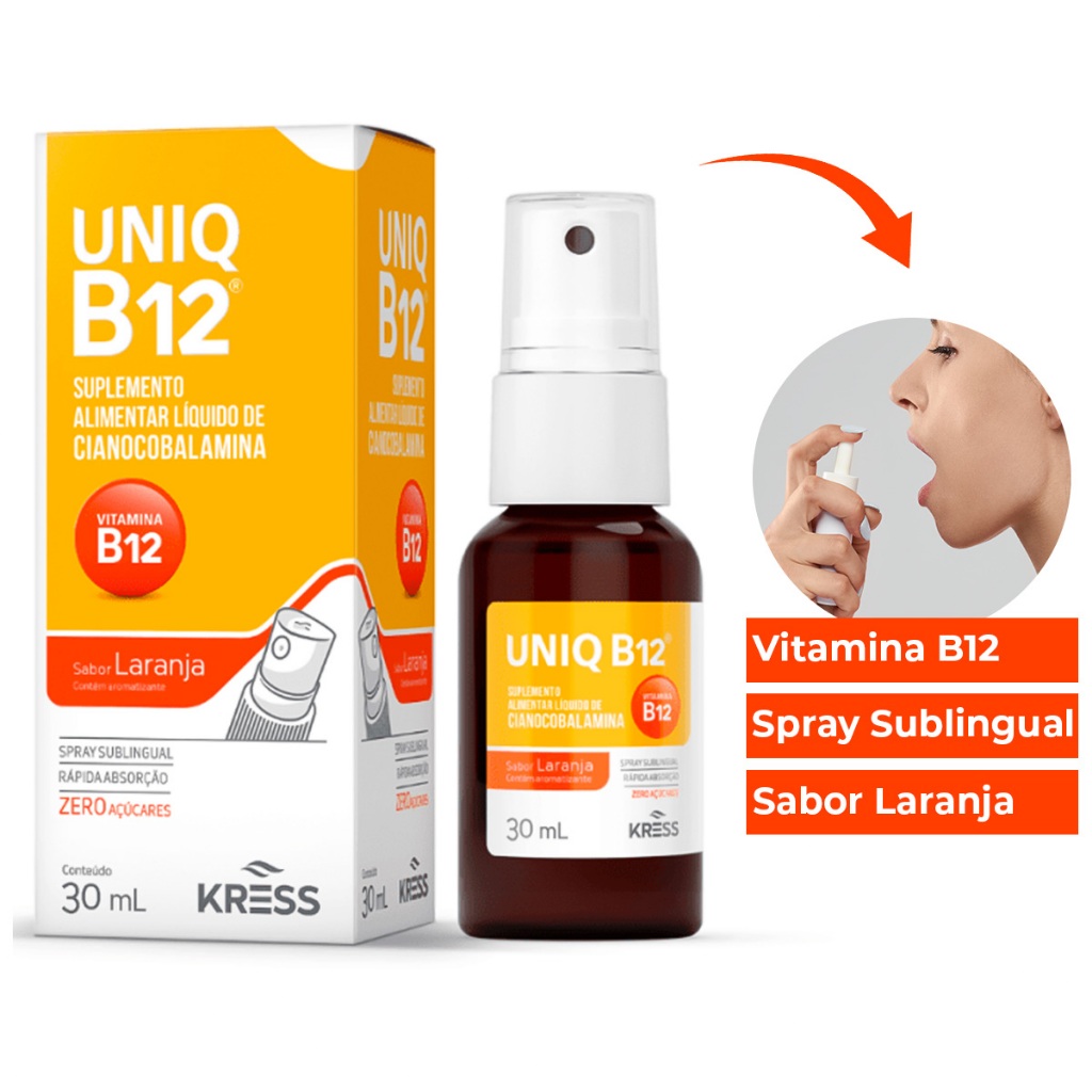 Pure B12 Spray Sublingual 30ml Suplementação de Vitamina B12 Uniq Kress em Oferta na Shopee