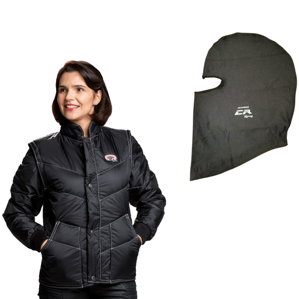 Kit Balaclava + Jaqueta California Racing Tradicional Feminino Preto em Oferta na Shopee