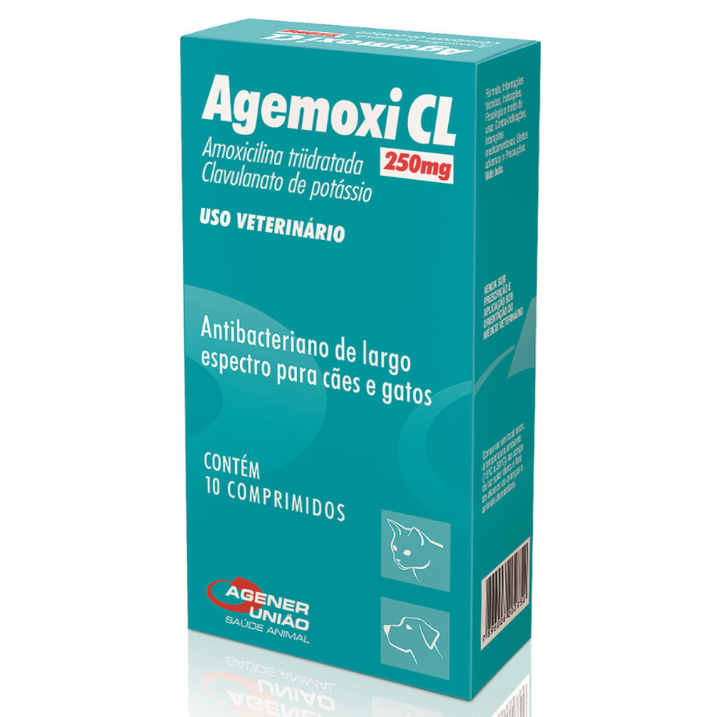 Agemoxi CL 250mg 10 comprimidos Cães e Gatos - Agener União