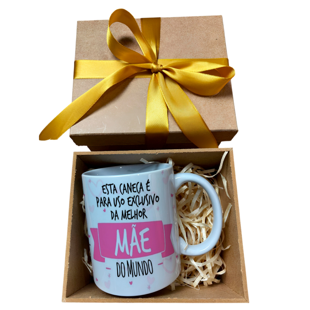 Caneca Dia das Mães Xícara Mãe Porcelana com Frases para Cesta de Presente - Melhor mãe do mundo