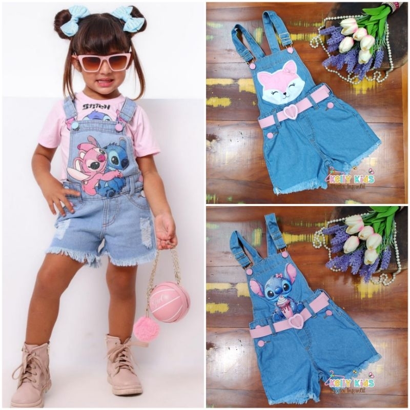 Macaquinho Infantil feminino jeans premium