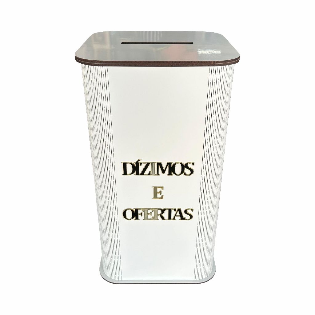 Gazofilácio Dízimos e Ofertas Branco - 35 Centímetros - Escrita Acrílico Dourado em Oferta na Shopee