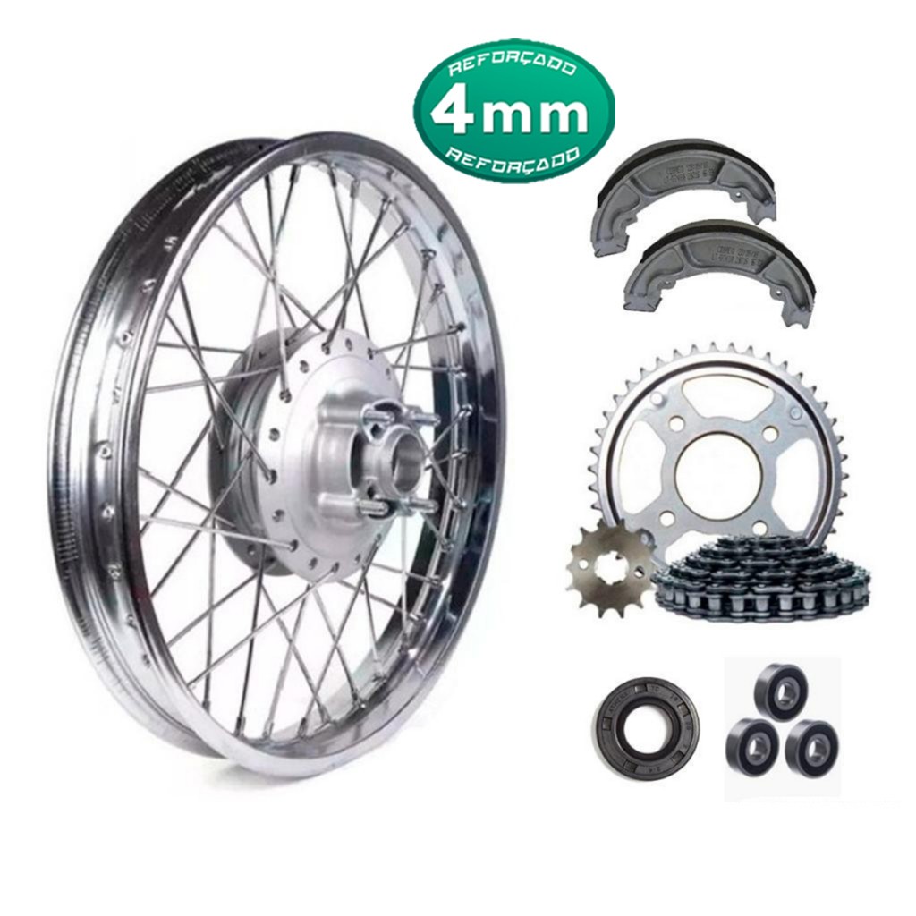 Roda Traseira Fan 125 09 Á 22 Raio 4mm Alinhada Com Relação