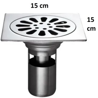 Ralo de Banheiro Inox Quadrado 15x15cm Drenagem Anti Inseto/Odores Com Filtro Aço em Oferta na Shopee