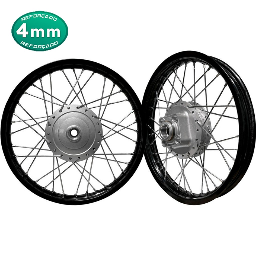 Par Jante Roda Aro Folha Preta Roda Raio 4mm Titan 125 00/04 Fan 125 05/08 Ks