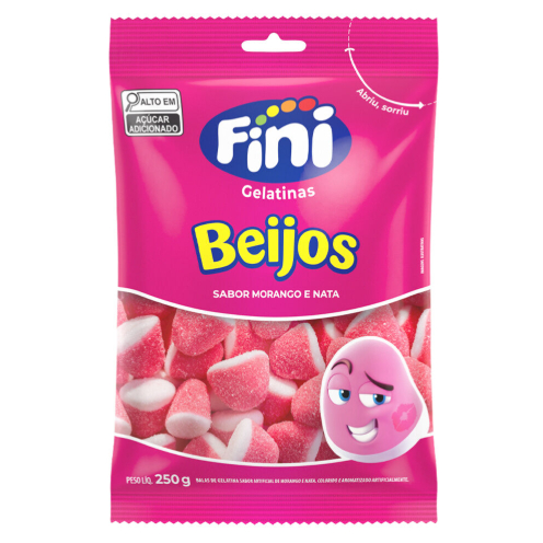 Bala Fini Gelatina Beijos 250gr em Oferta na Shopee