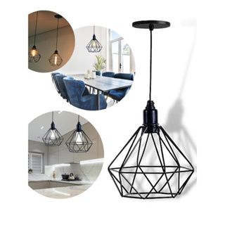 Pendente Luminaria Teto Diamante Preto Industrial Aramado em Oferta na Shopee