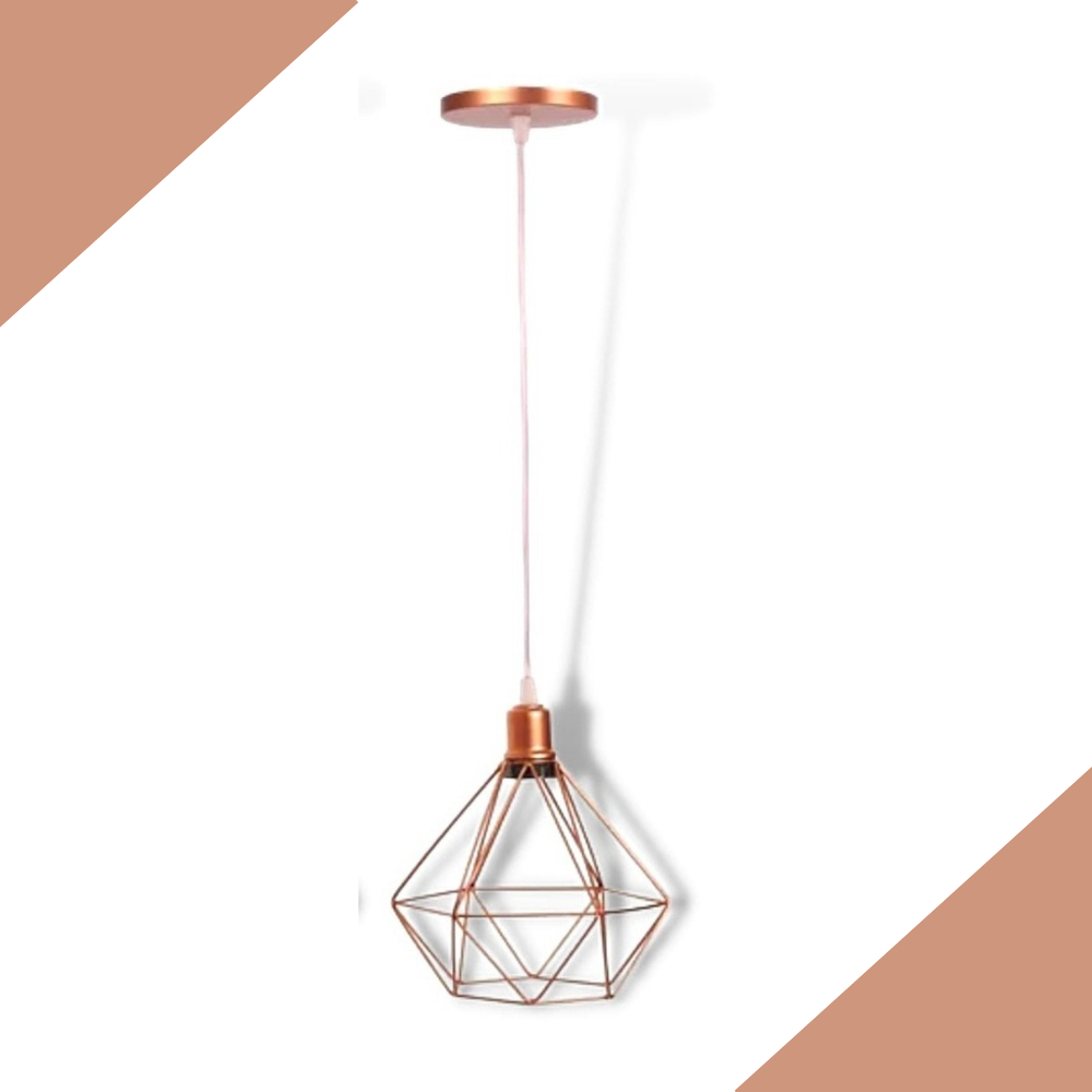 Pendente Luminaria Teto Diamante Rose Gold Aramado