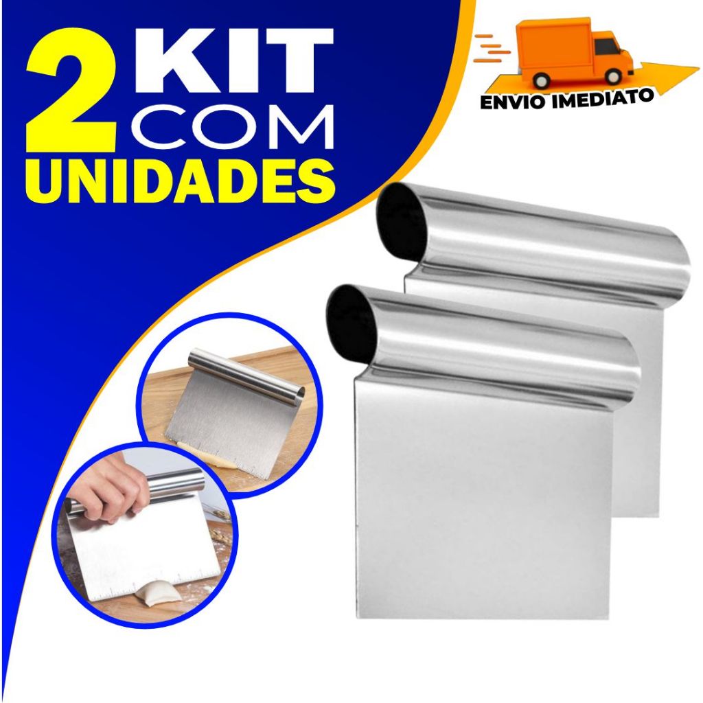 Kit 2 Espátula Tubular Inox Raspadora e Cortador Para Massas, Bolo, Legumes e Cozinha Multiuso
