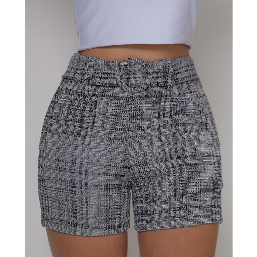Shorts Feminino Jackar Linho Mescla Com Cinto Fixo Com Elastano em Oferta na Shopee