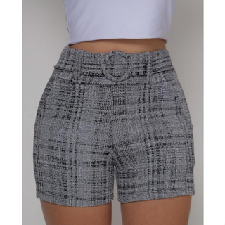 Shorts Feminino Jackar Linho Mescla Com Cinto Fixo Com Elastano em Oferta na Shopee