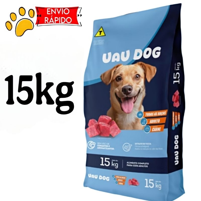 Ração para cães adultos Uau Dog todas as raças 15kg Envio rápido
