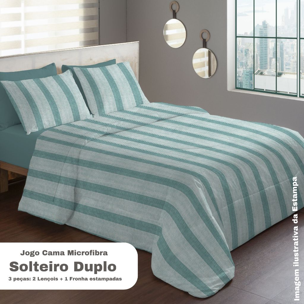 Jogo Cama Microfibra Duplo 3 peças - 2 Lençol + Fronha - Solteiro - Camesa - Home & Living