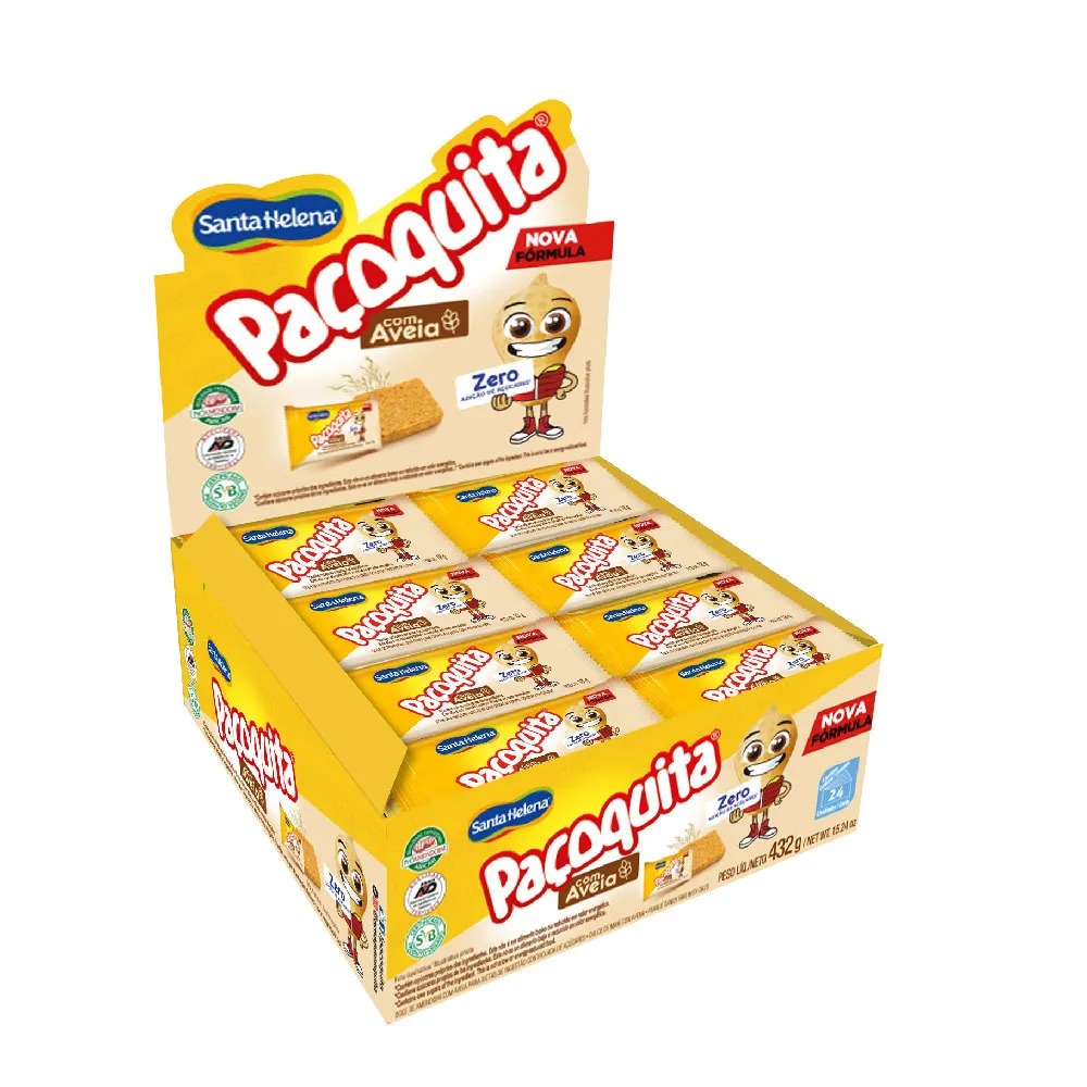 Paçoquita Zero com Aveia Display 432g C/24Un 18g Cada - Santa Helena em Oferta na Shopee
