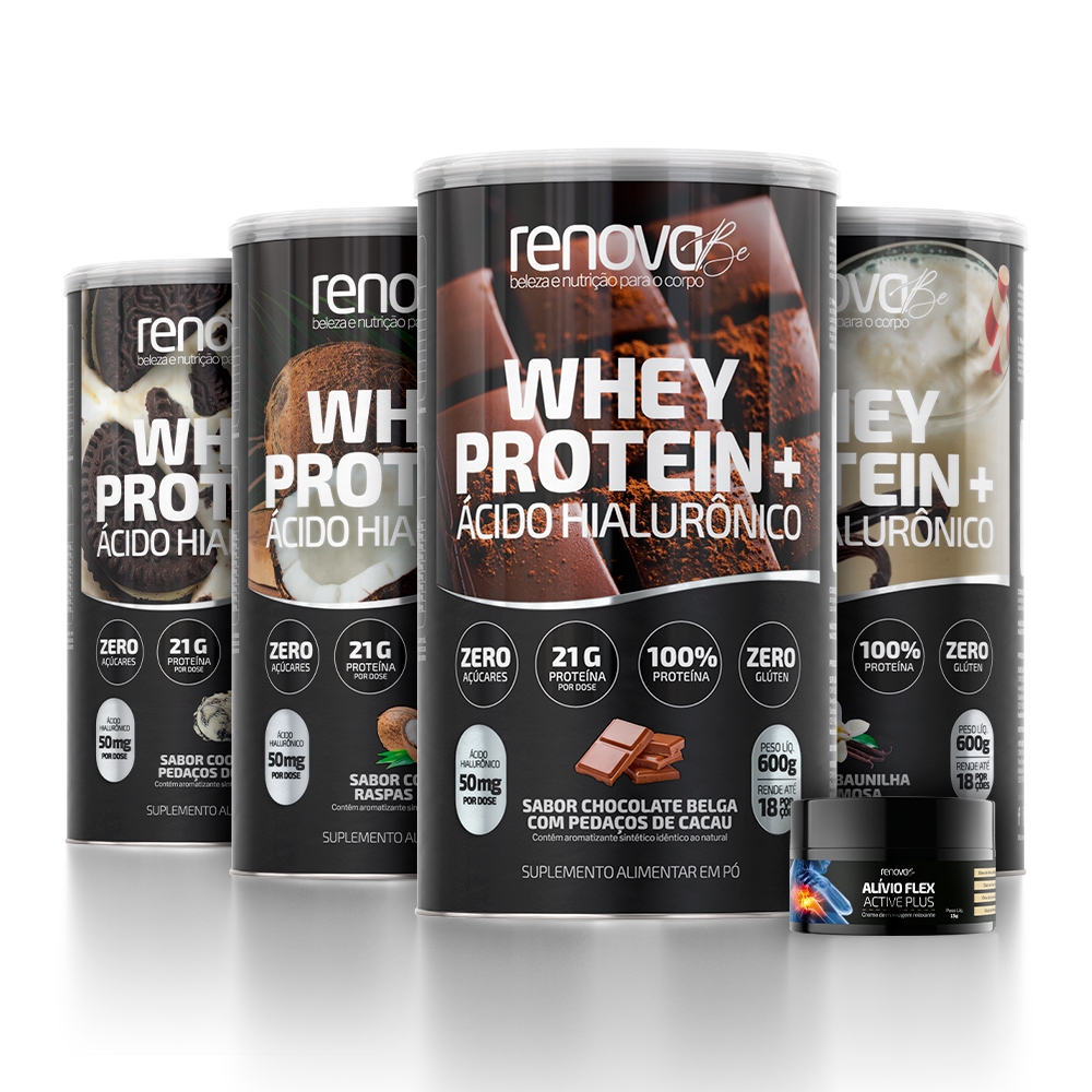 4 Potes Wheyprotein com Ácido Hialurônico - Renova Be - Health