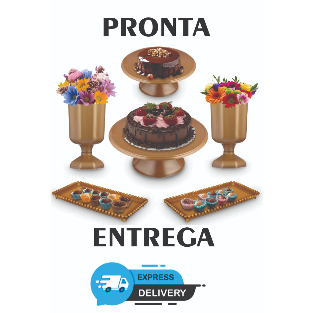Kit Festa Boleira Bandeja Vaso Decoração Enfeite